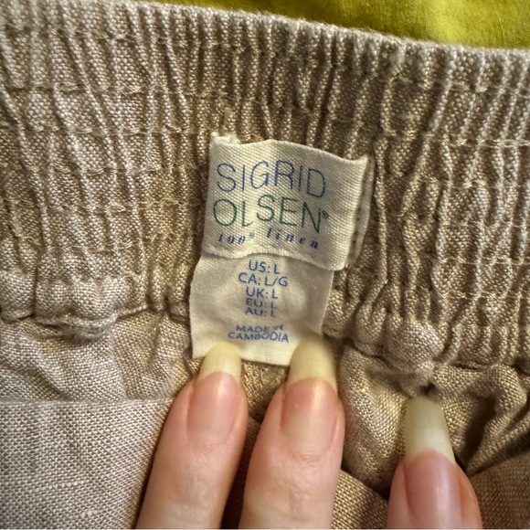Block printed pre-owned Sigrid Olsen 100% linen pants - Picture 7 of 7